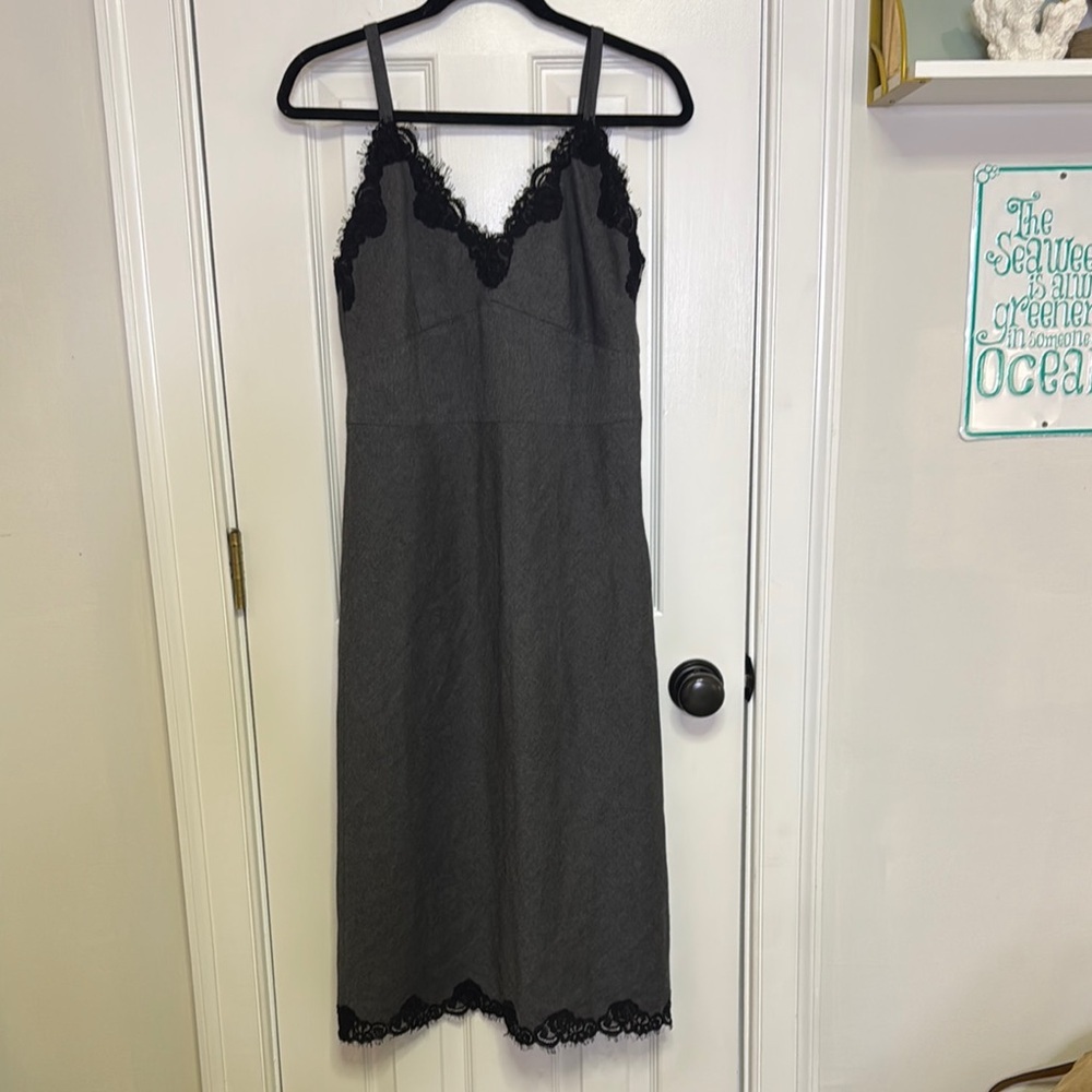 Elegant Black Lace Trim Slip Dress